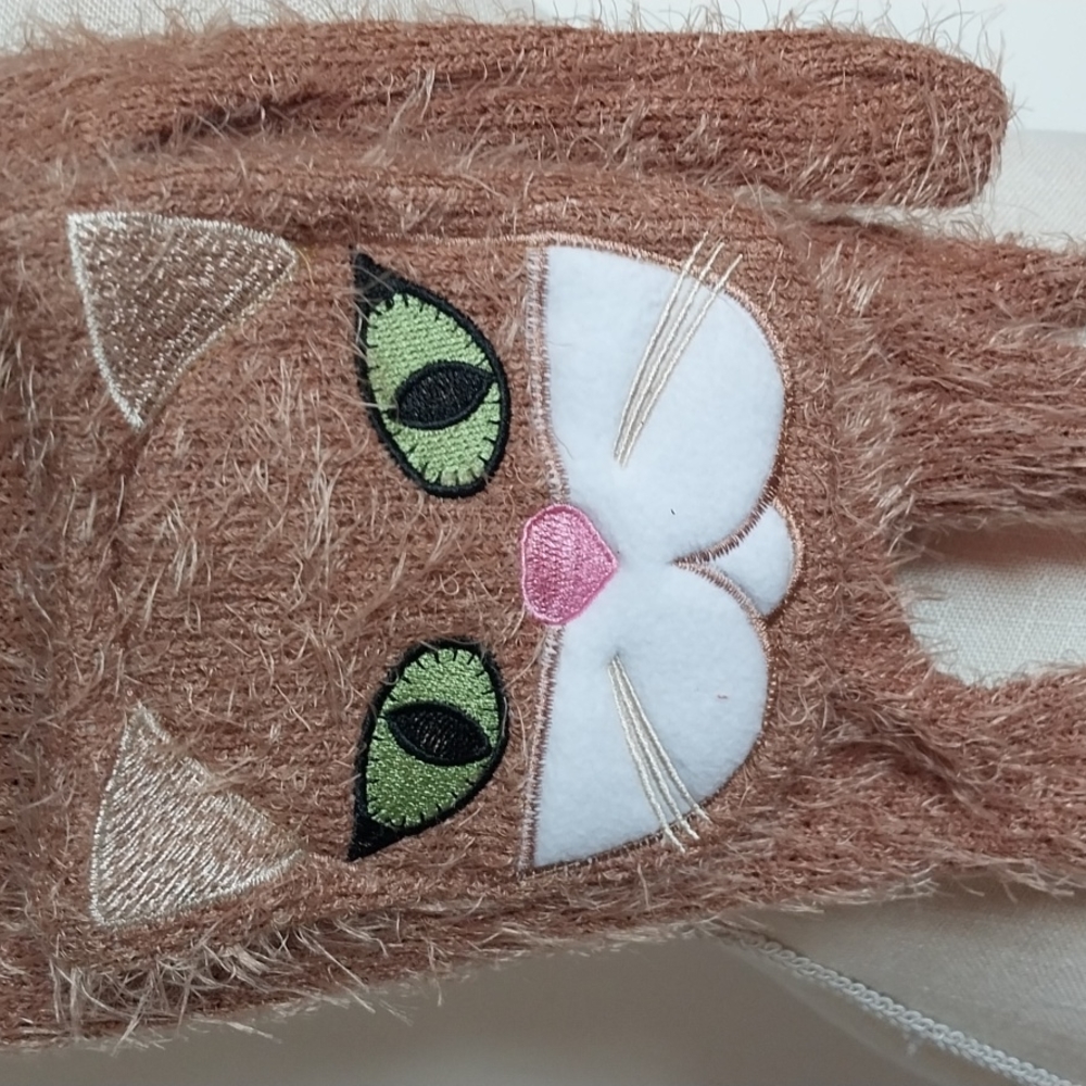 Cat Wrap Scarf Shawl Wrap with Whiskers  Pink Tan Extended Long 61" Super Soft